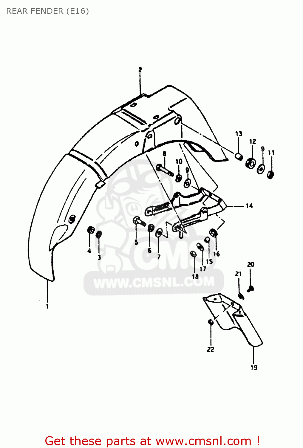 REAR FENDER (E16) ZR50KE 1981 (N) (E02 E16 E41)