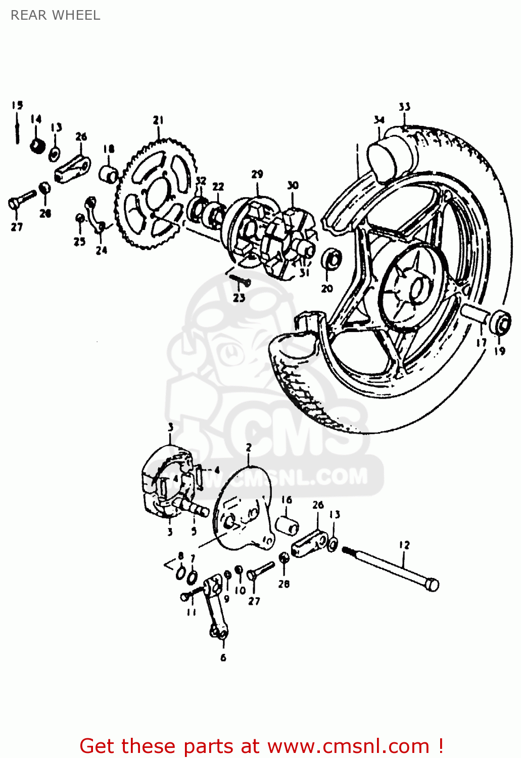 REAR WHEEL ZR50KE 1981 (N) (E02 E16 E41)