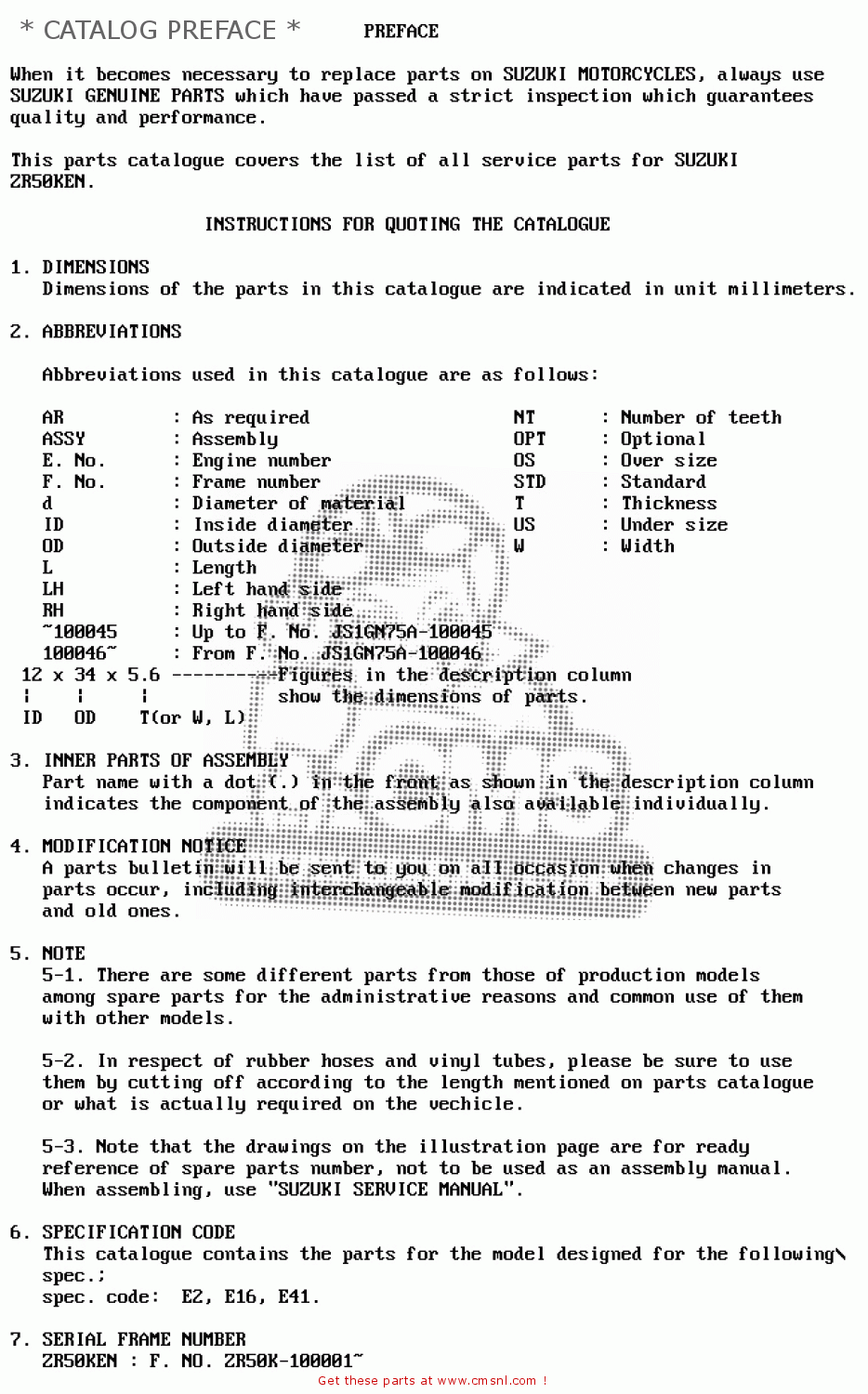 * CATALOG PREFACE * ZR50KE 1981 (N) (E02 E16 E41)