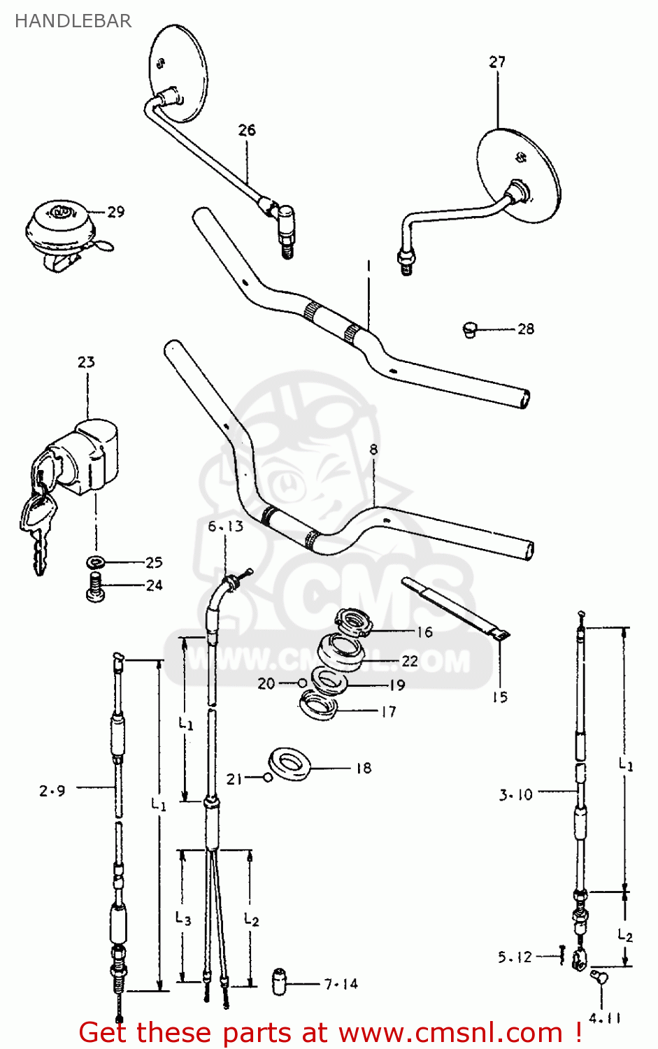 HANDLEBAR ZR50KE 1981 (X) (E02 E16 E22 E41)