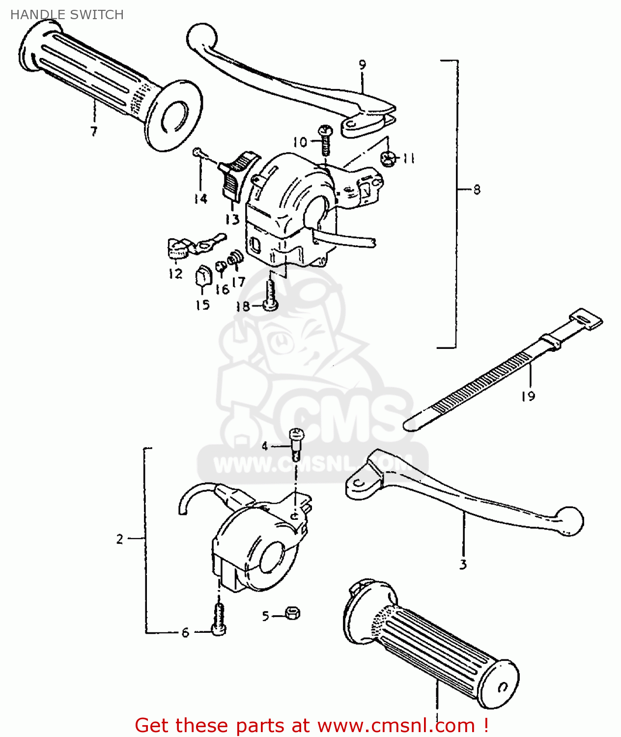 HANDLE SWITCH ZR50KE 1981 (X) (E02 E16 E22 E41)