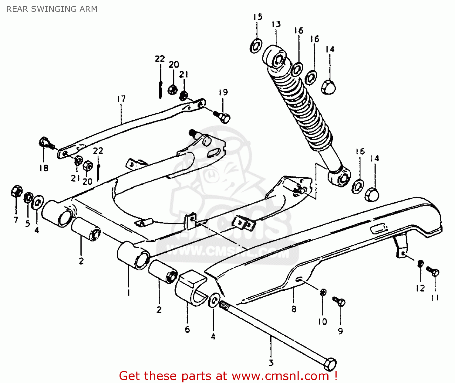 REAR SWINGING ARM ZR50KE 1981 (X) (E02 E16 E22 E41)