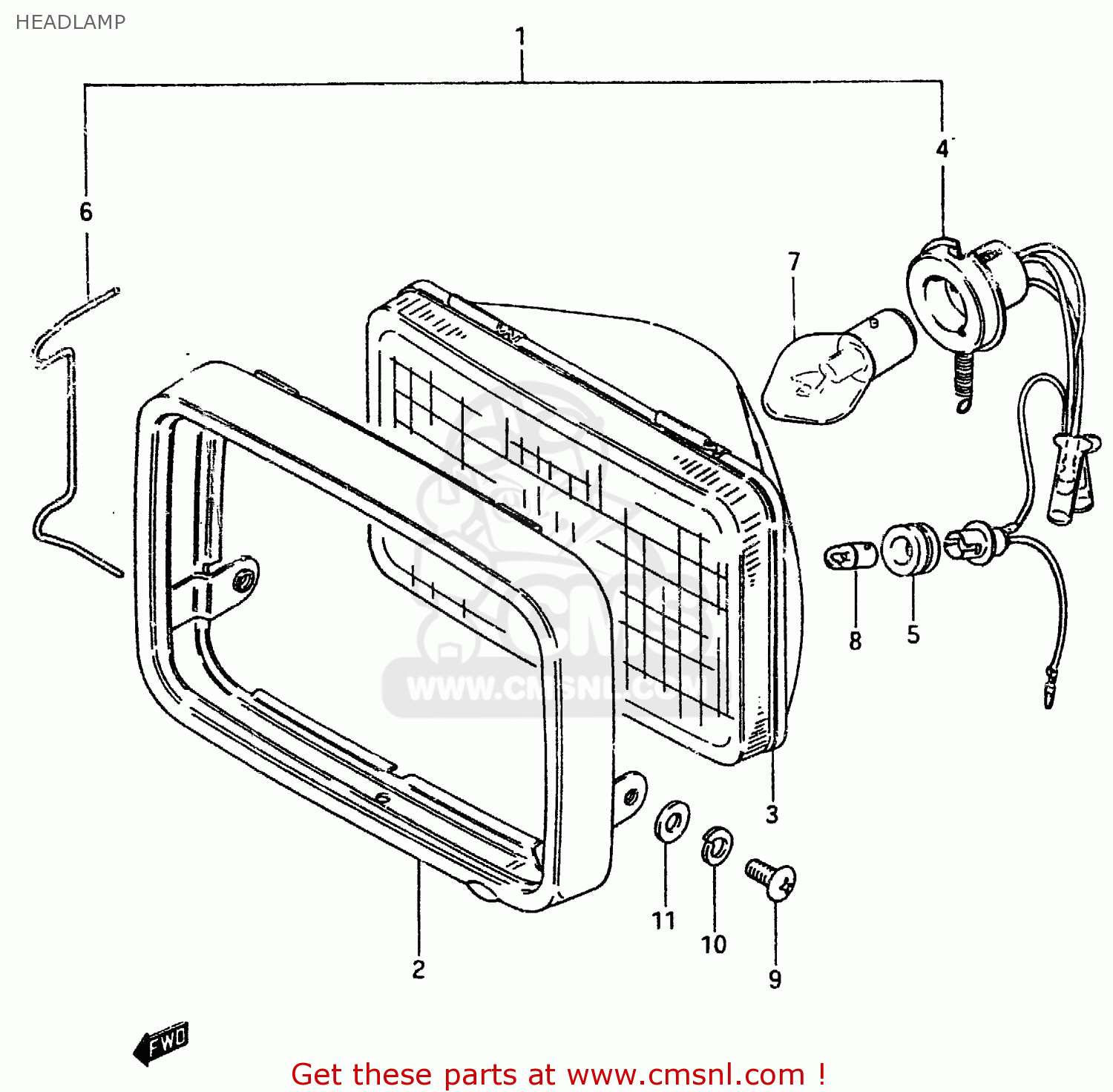 HEADLAMP ZR50SK 1982 (X) (E02 E16 E17 E21 E41)
