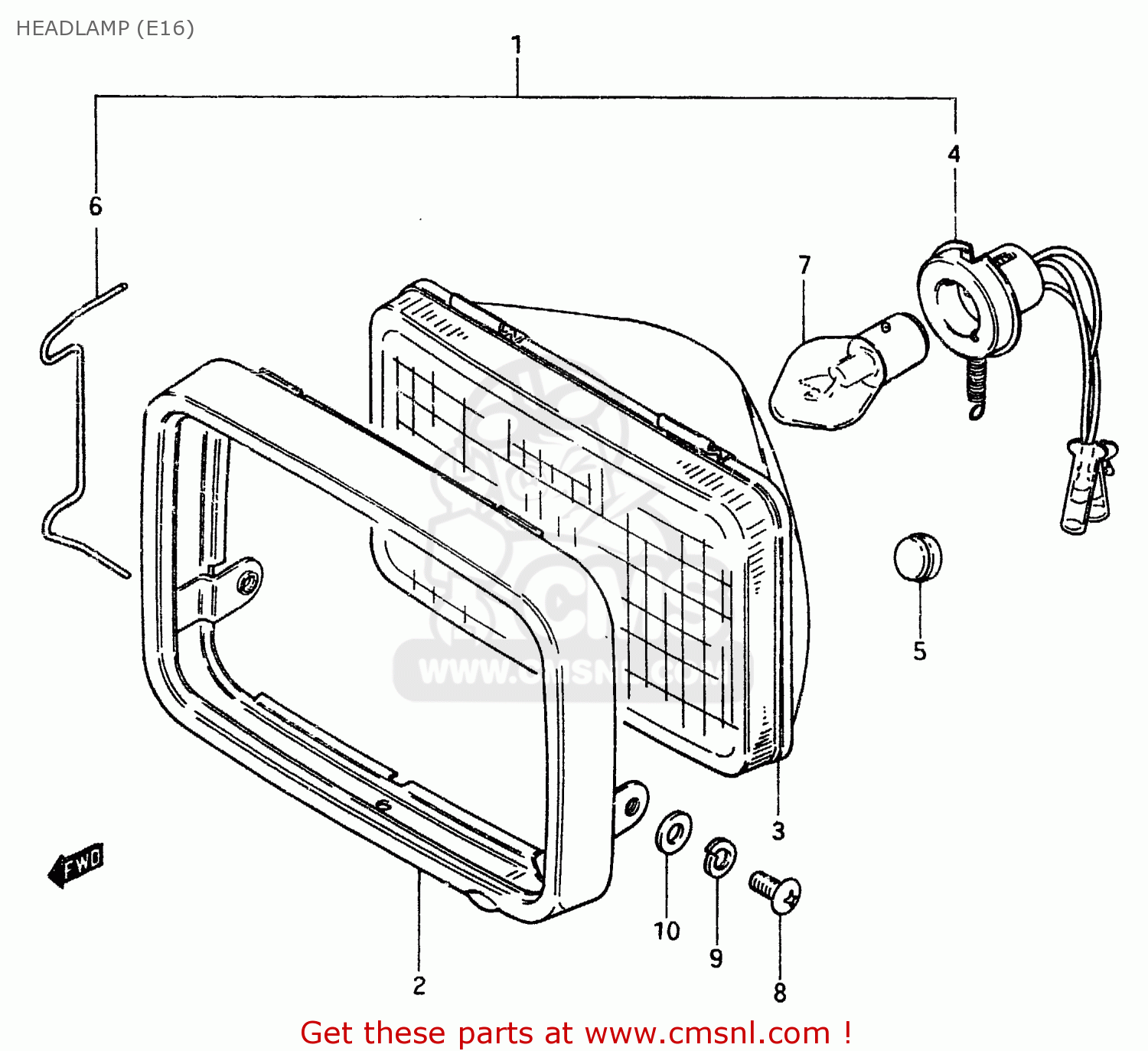 HEADLAMP (E16) ZR50SK 1982 (X) (E02 E16 E17 E21 E41)