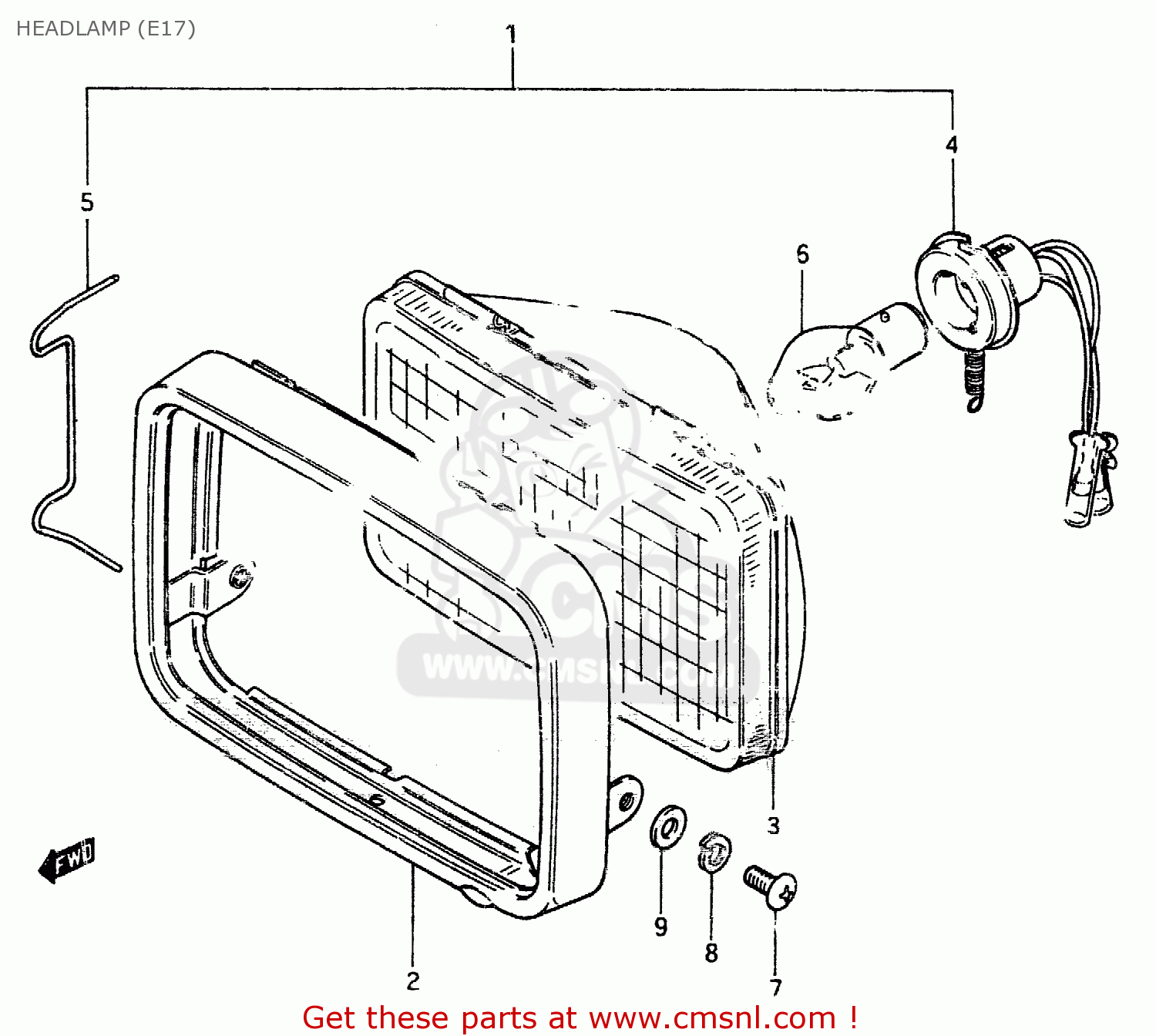HEADLAMP (E17) ZR50SK 1982 (X) (E02 E16 E17 E21 E41)