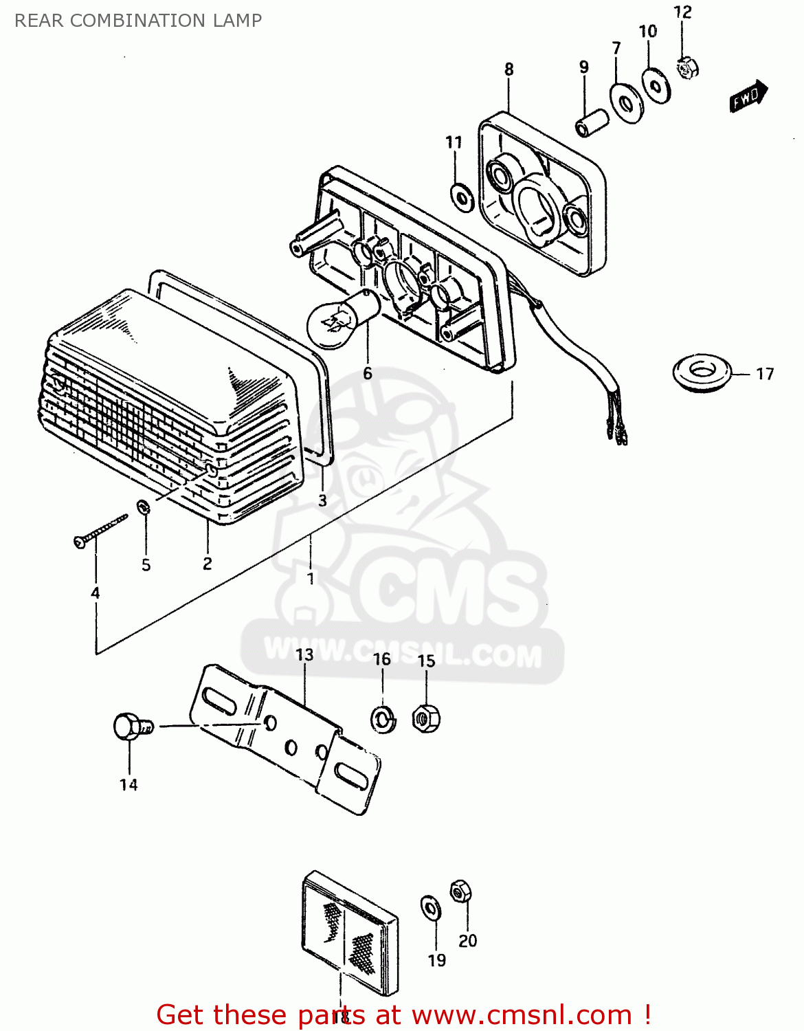 REAR COMBINATION LAMP ZR50SK 1982 (X) (E02 E16 E17 E21 E41)