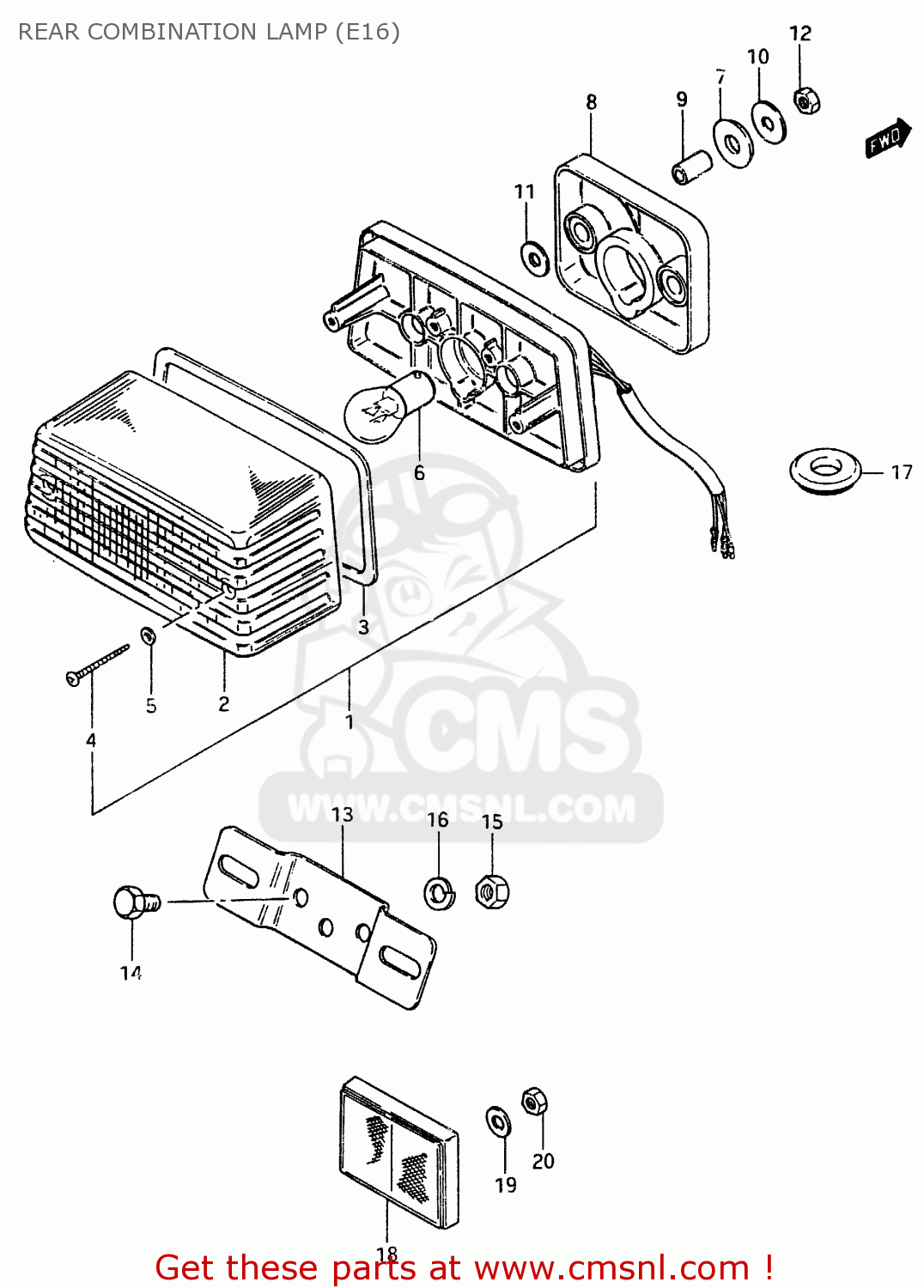 REAR COMBINATION LAMP (E16) ZR50SK 1982 (X) (E02 E16 E17 E21 E41)