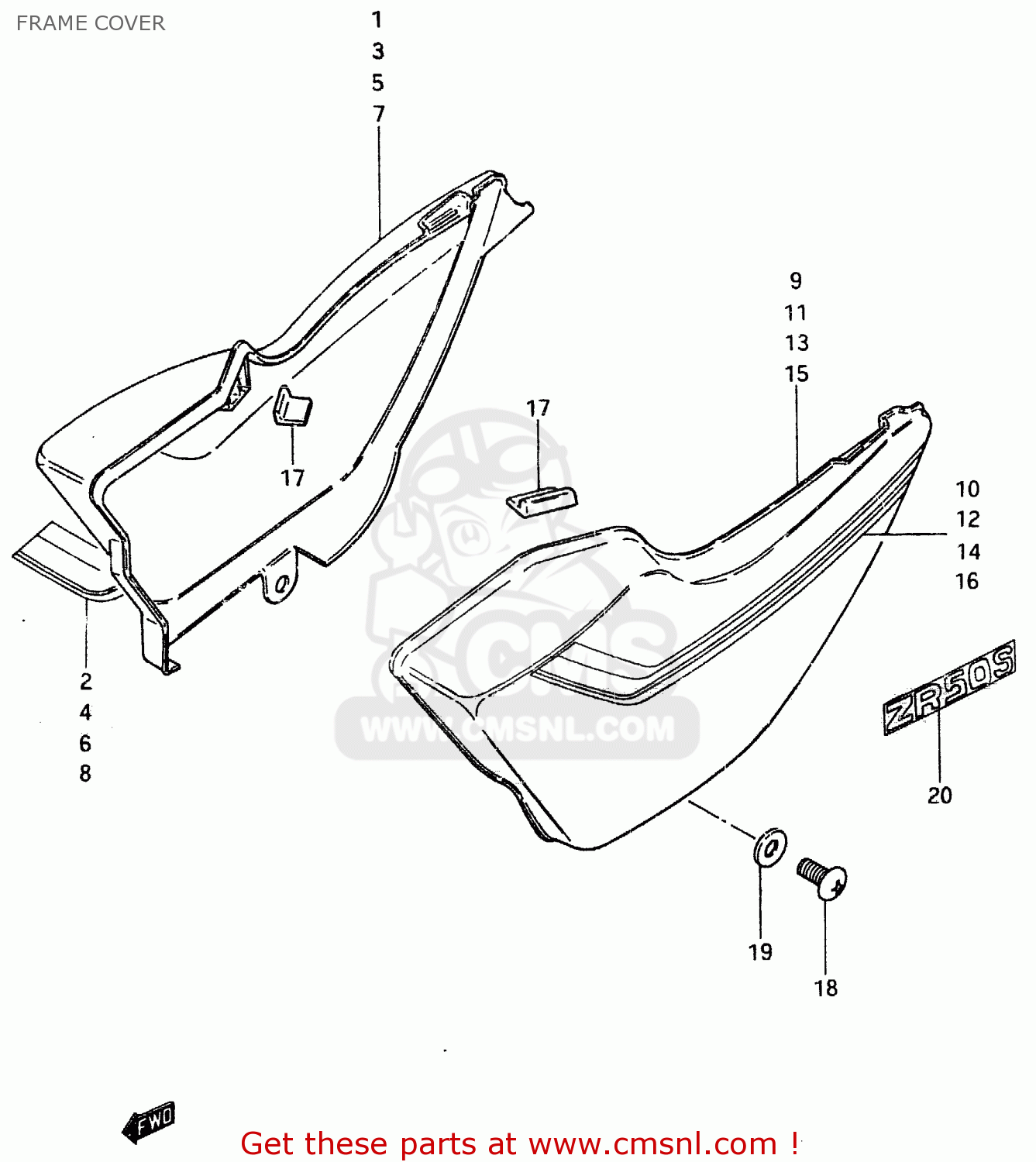 FRAME COVER ZR50SK 1982 (X) (E02 E16 E17 E21 E41)