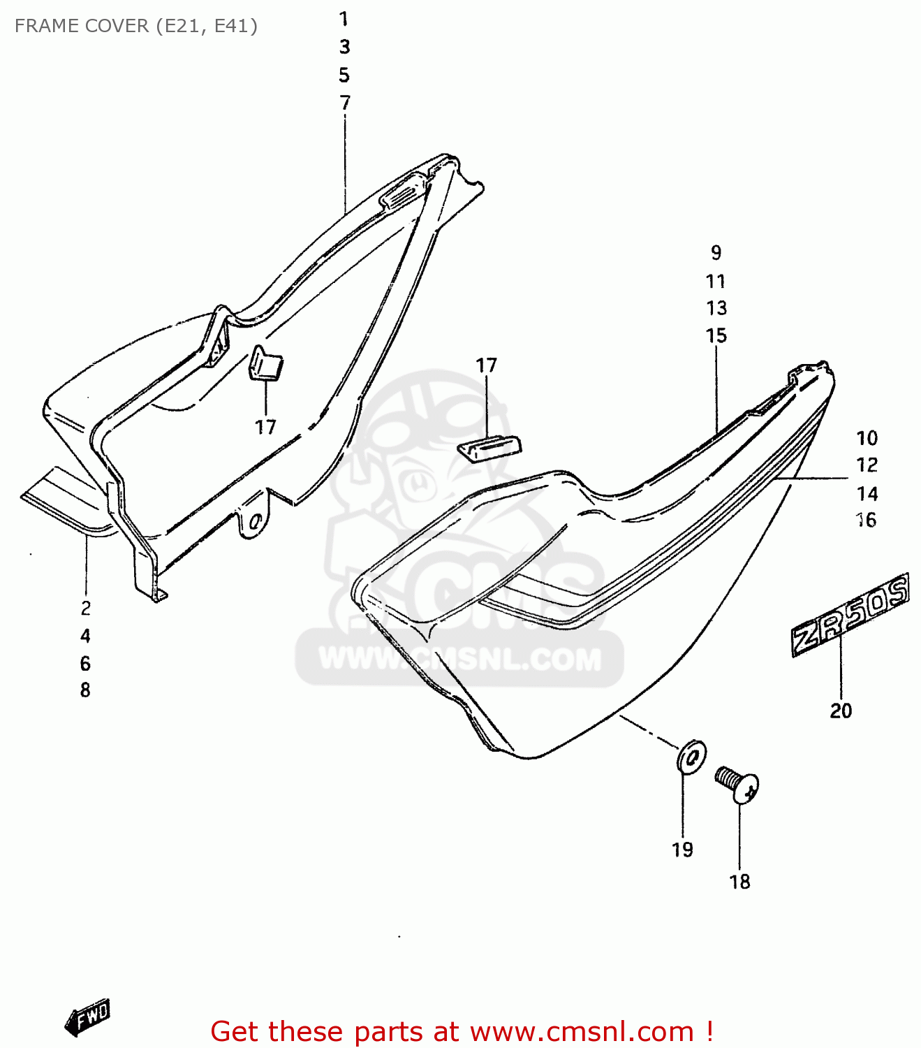 FRAME COVER (E21, E41) ZR50SK 1982 (X) (E02 E16 E17 E21 E41)