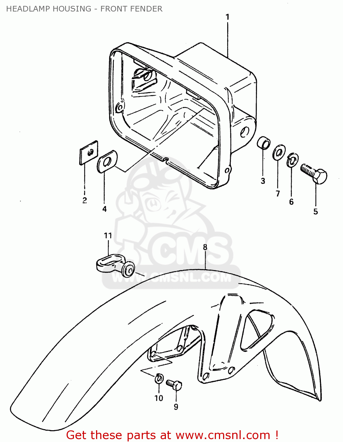 HEADLAMP HOUSING - FRONT FENDER ZR50SK 1982 (X) (E02 E16 E17 E21 E41)