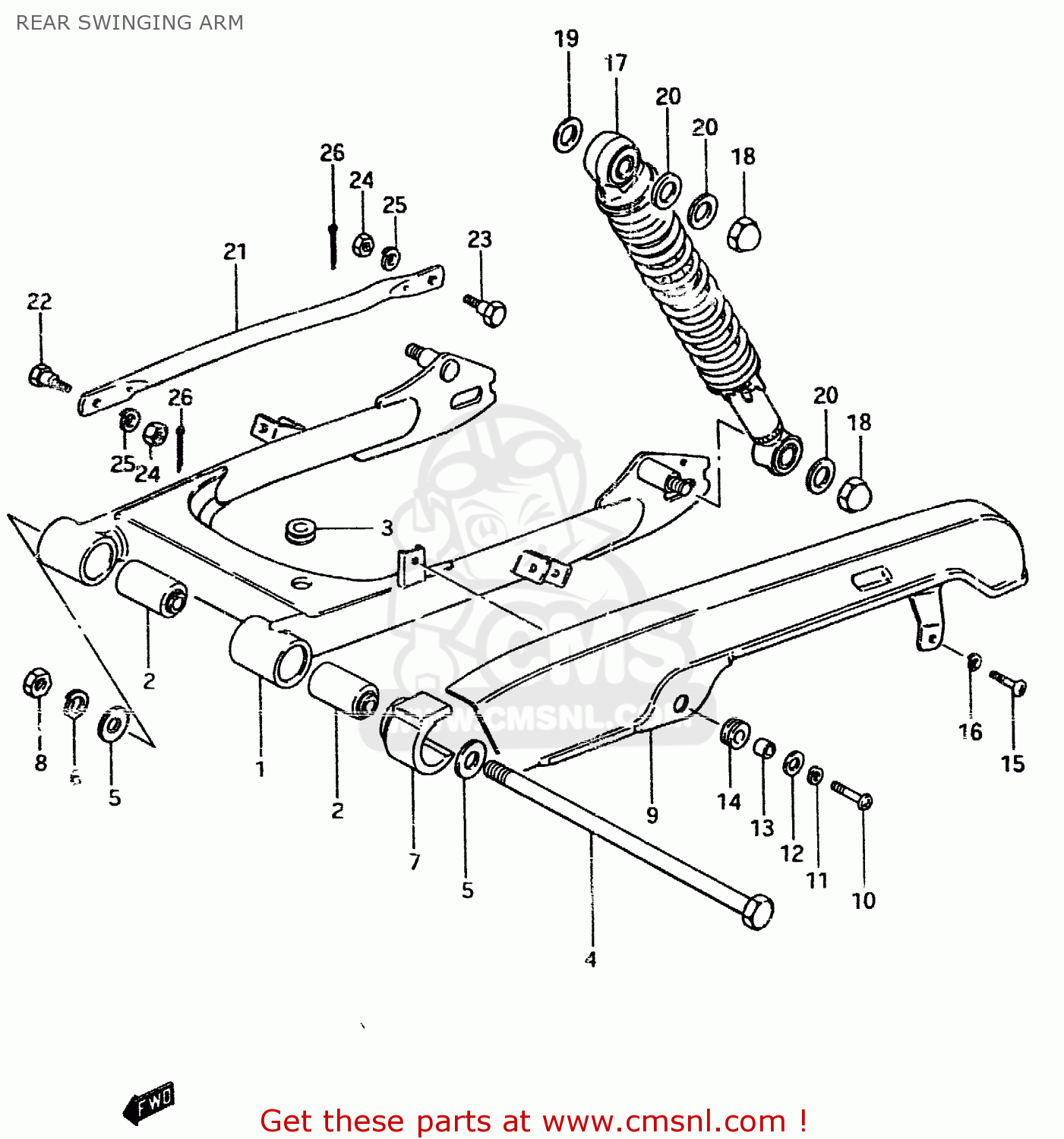 REAR SWINGING ARM ZR50SK 1982 (X) (E02 E16 E17 E21 E41)