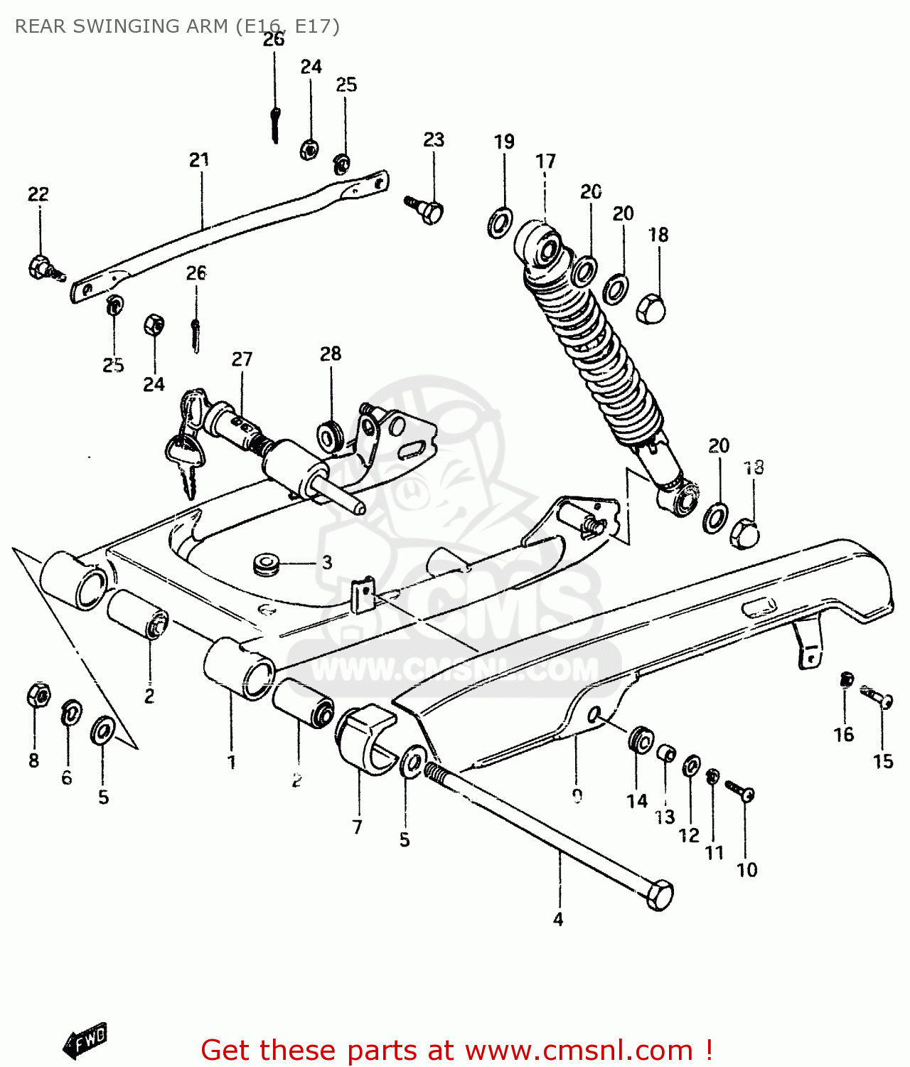 REAR SWINGING ARM (E16, E17) ZR50SK 1982 (X) (E02 E16 E17 E21 E41)