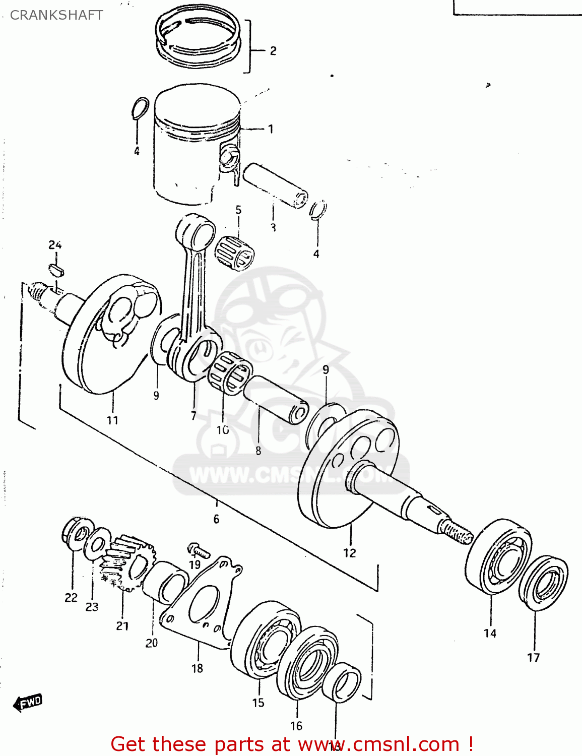 CRANKSHAFT ZR50SK 1982 (X) (E02 E16 E17 E21 E41)
