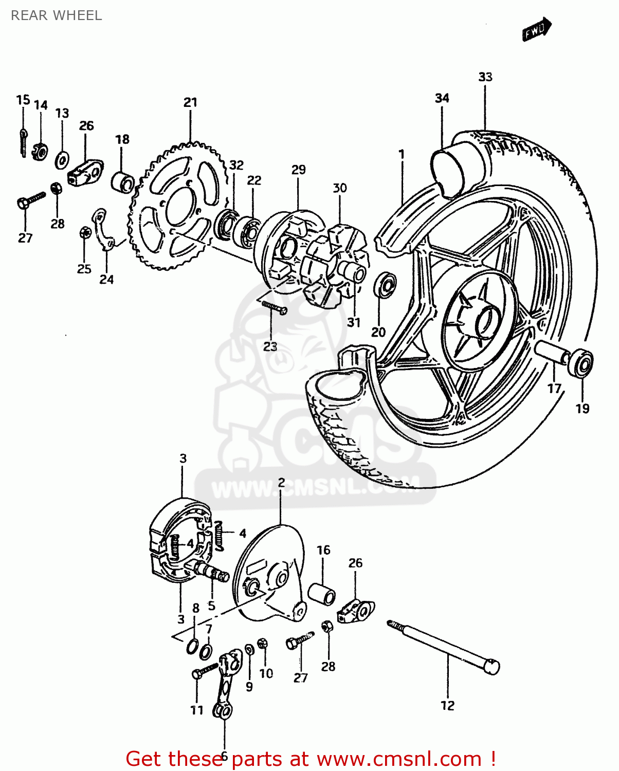 REAR WHEEL ZR50SK 1982 (X) (E02 E16 E17 E21 E41)