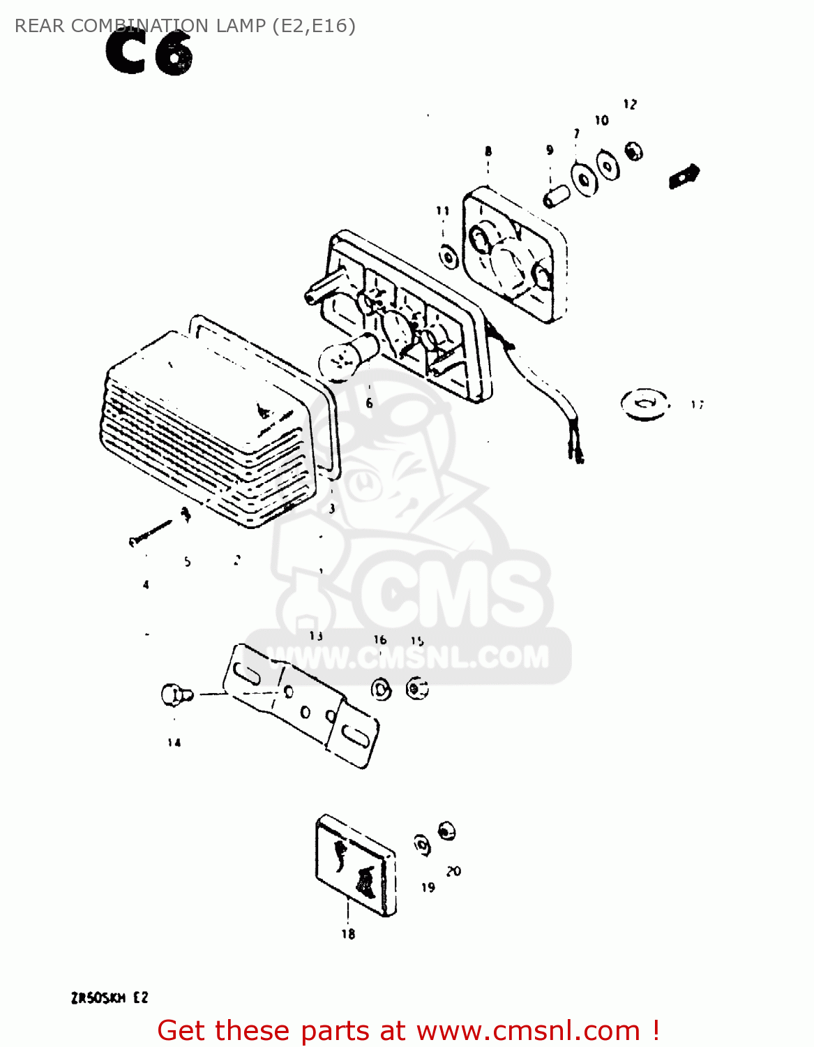 REAR COMBINATION LAMP (E2,E16) ZR50SK 1984 (E) (E02 E16 E21)