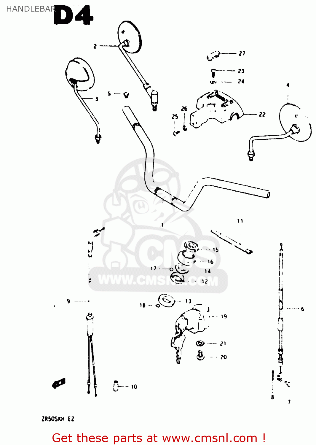 HANDLEBAR ZR50SK 1984 (E) (E02 E16 E21)