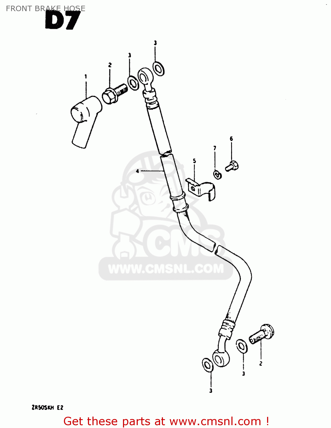 FRONT BRAKE HOSE ZR50SK 1984 (E) (E02 E16 E21)