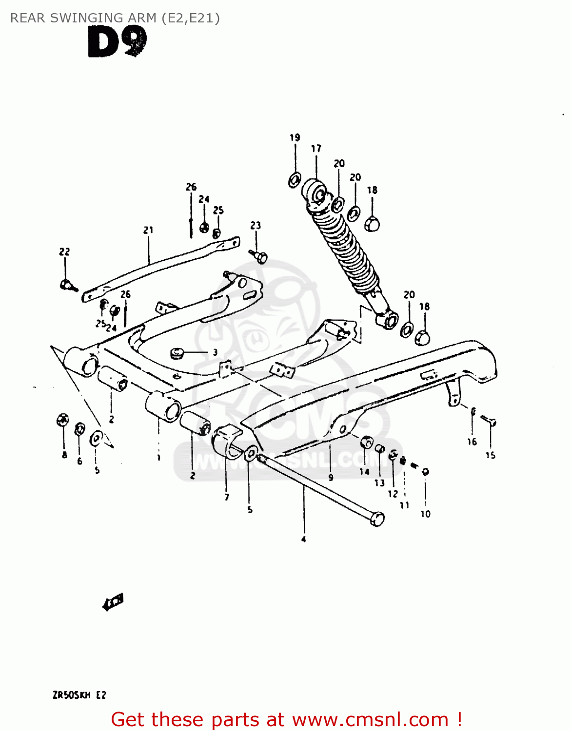 REAR SWINGING ARM (E2,E21) ZR50SK 1984 (E) (E02 E16 E21)