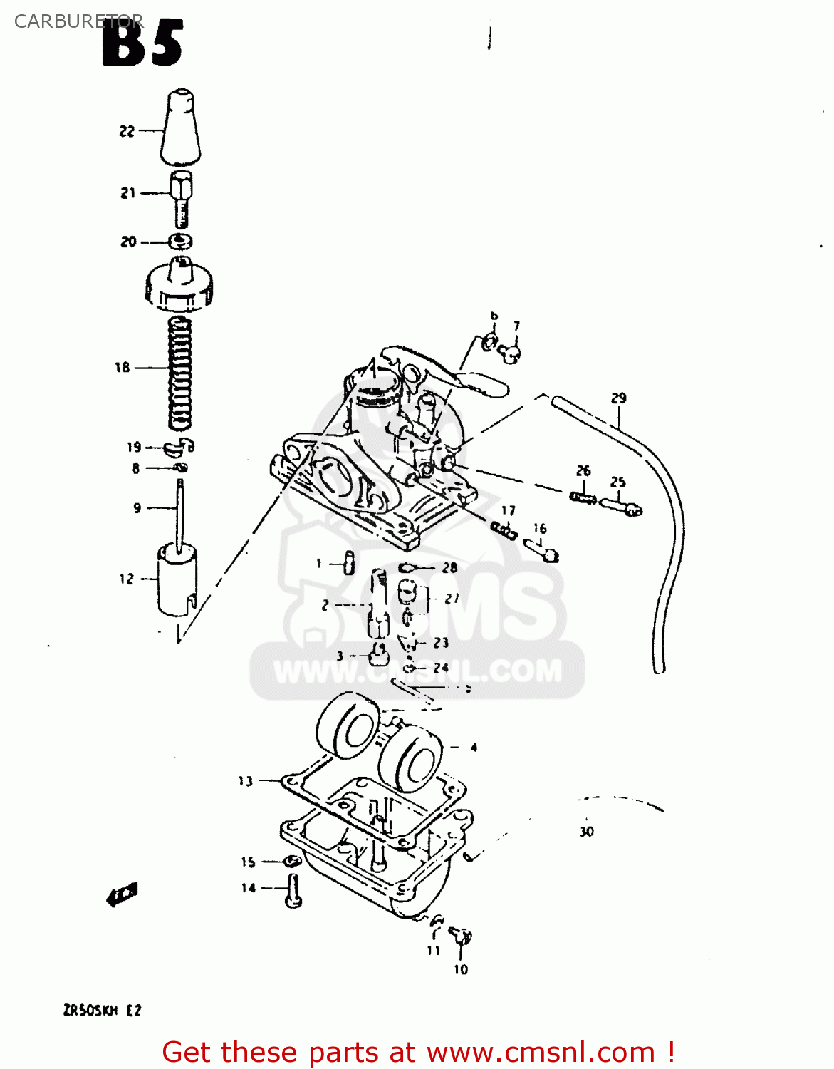CARBURETOR ZR50SK 1984 (E) (E02 E16 E21)