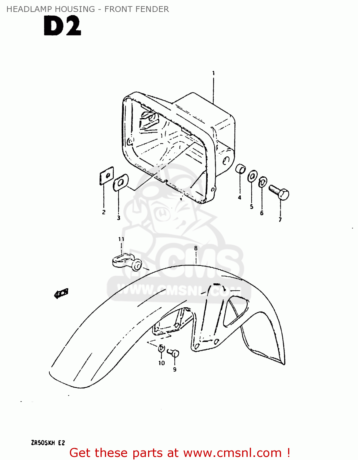 HEADLAMP HOUSING - FRONT FENDER ZR50SK 1987 (H) (E02 E16 E21)