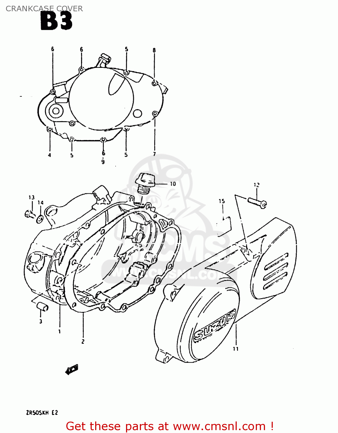 CRANKCASE COVER ZR50SK 1987 (H) (E02 E16 E21)