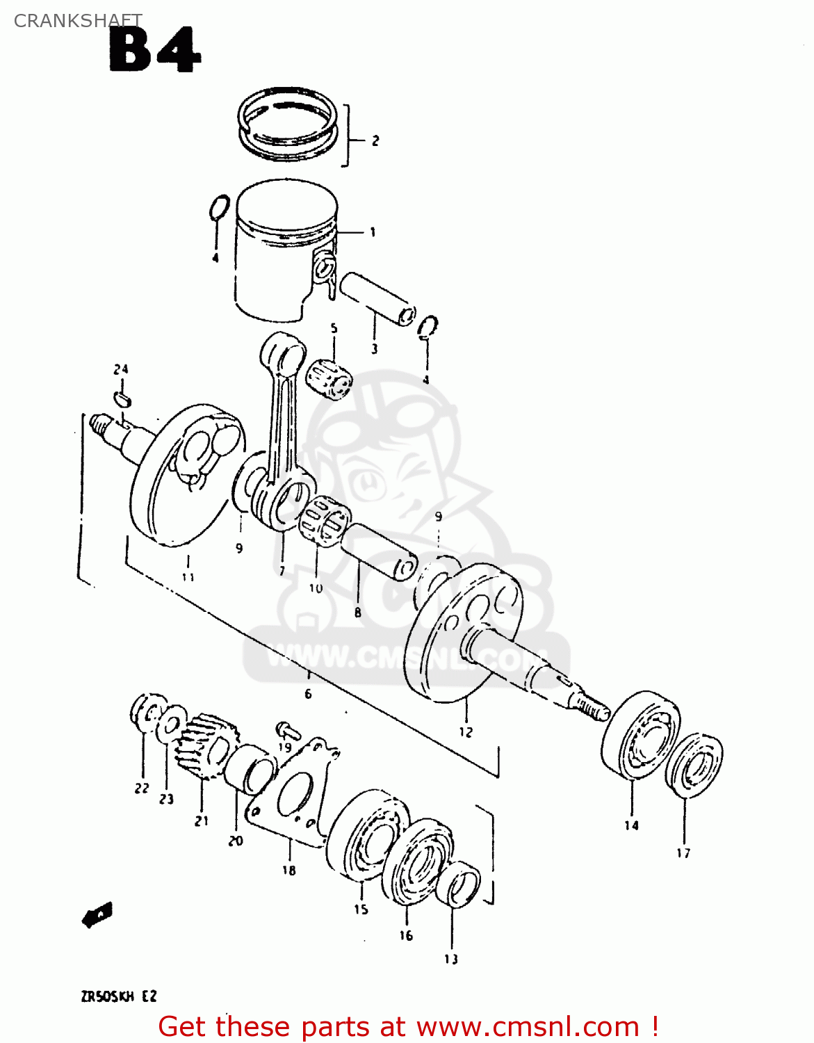 CRANKSHAFT ZR50SK 1987 (H) (E02 E16 E21)