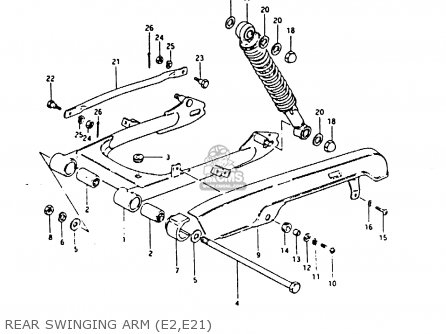 REAR SWINGING ARM (E2,E21) - ZR50SK 1987 (H) (E02 E16 E21)