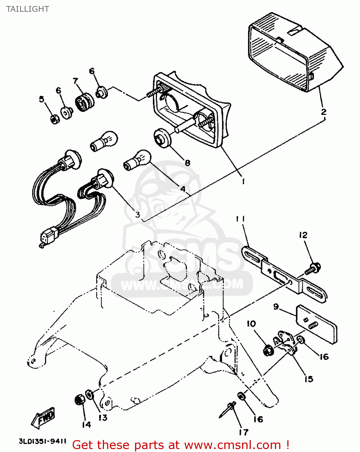 3LD8471000: Taillight Unit Assy Yamaha - buy the 3LD-84710-00 at CMSNL