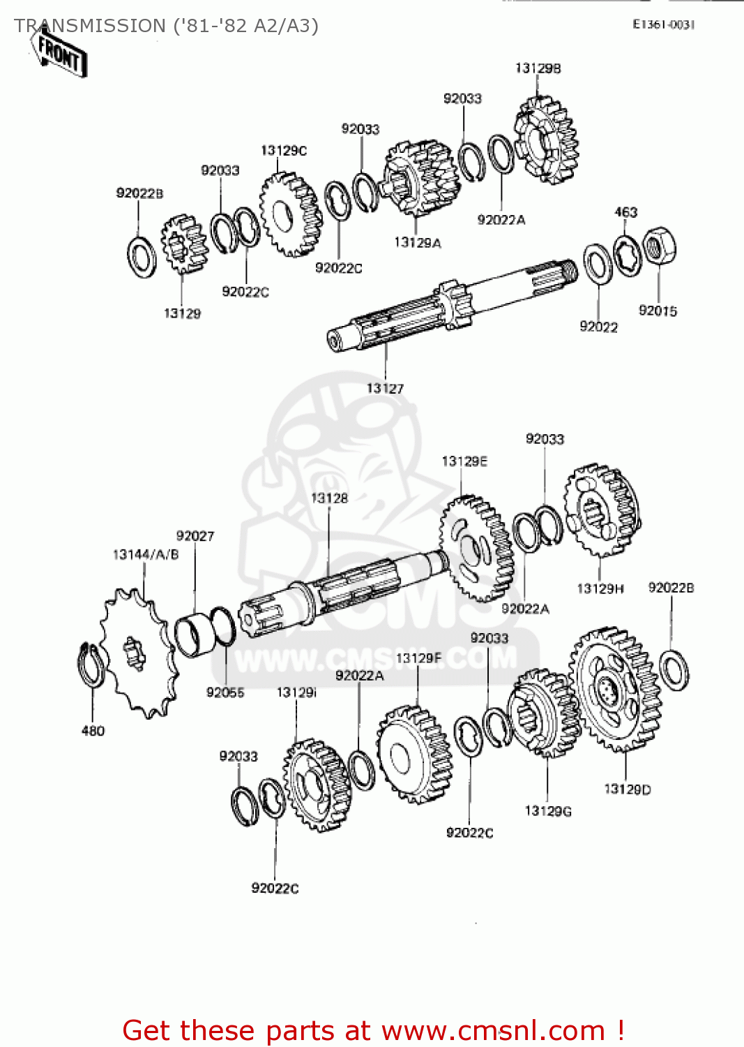 131291186: 2nd Gear,output Shaft Kawasaki - buy the 13129-1186 at CMSNL