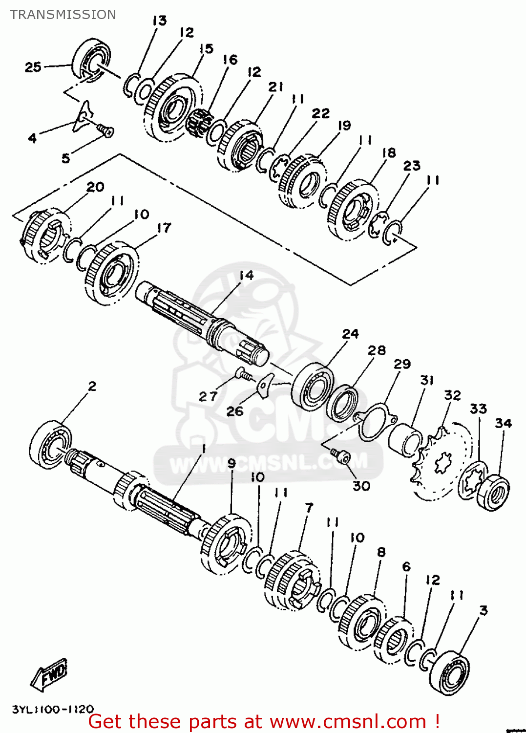 3YL1726100: Gear, 6th Wheel Yamaha - buy the 3YL-17261-00-00 at CMSNL