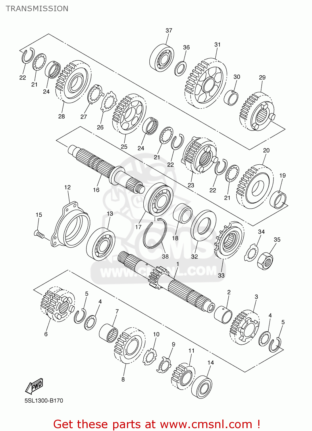 Yamaha GEAR, 5TH WHEEL 5SL1725100 Yamaha GEAR, 5TH WHEEL 5SL1725100