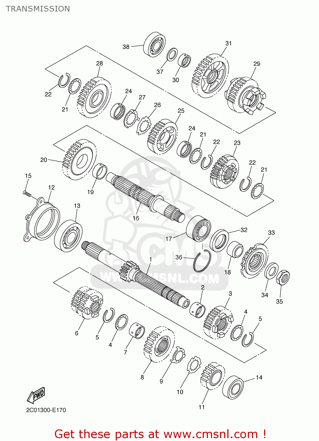 Yamaha GEAR, 5TH PINION 2C01715100 Yamaha GEAR, 5TH PINION 2C01715100