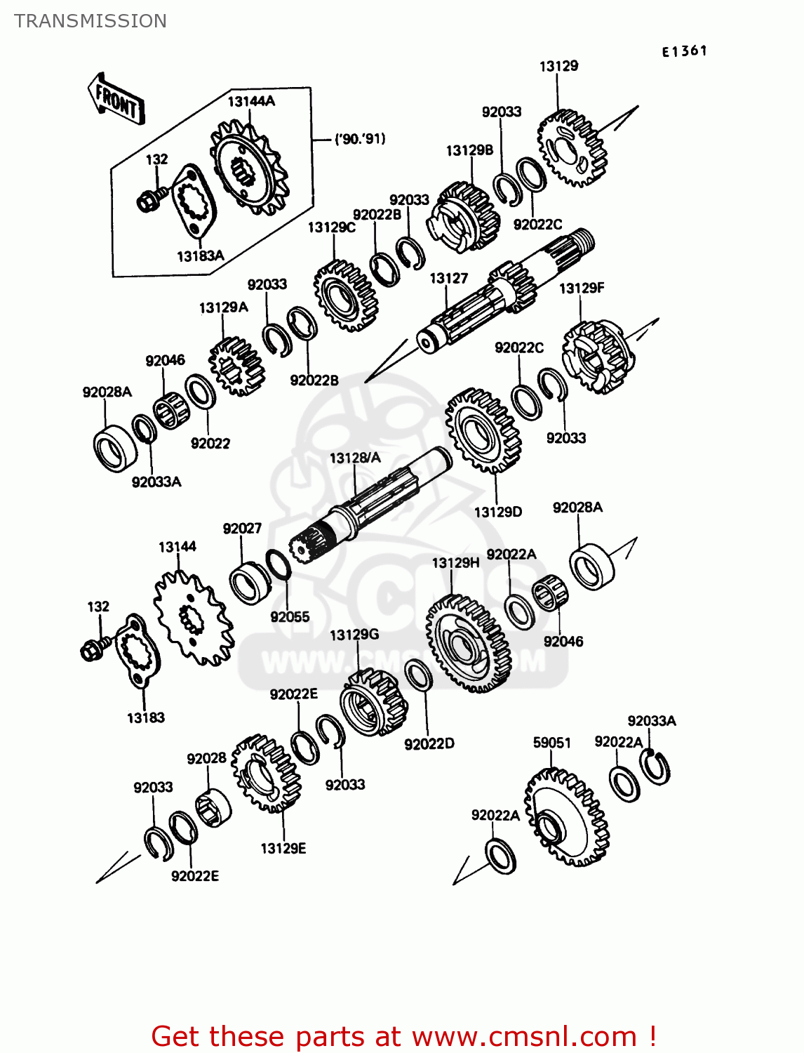 GEAR-SPUR,IDLE for KL650A9 KLR650 1995 USA CALIFORNIA CANADA - order at ...