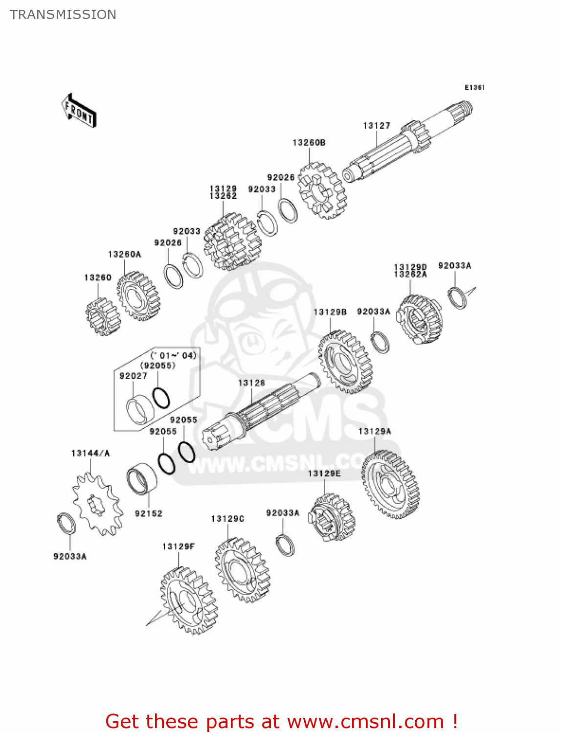 132601950: Gear-transmission Spu Kawasaki - buy the 13260-1950 at CMSNL