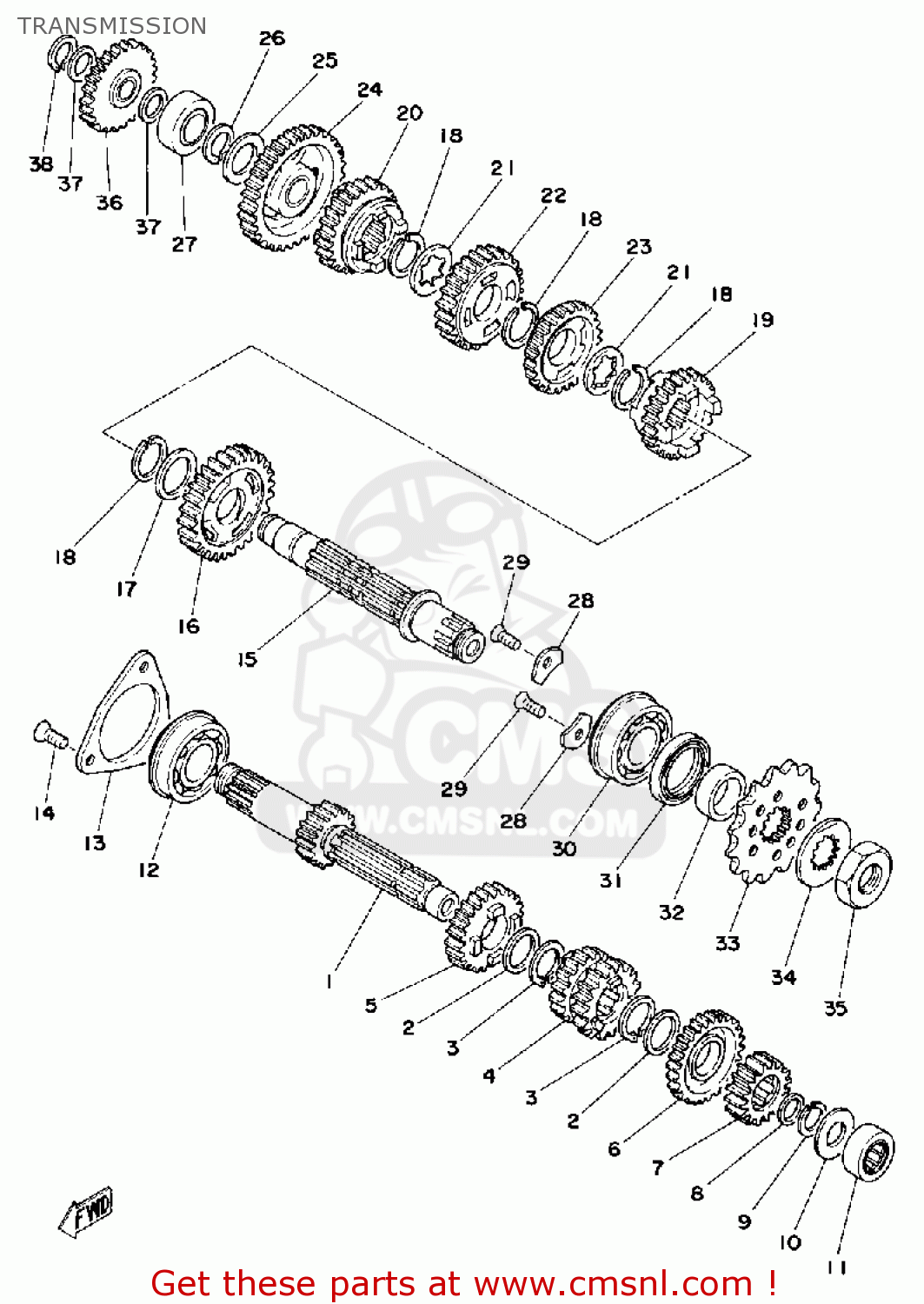 2X71741100: Axle, Main Yamaha - buy the 2X7-17411-00 at CMSNL