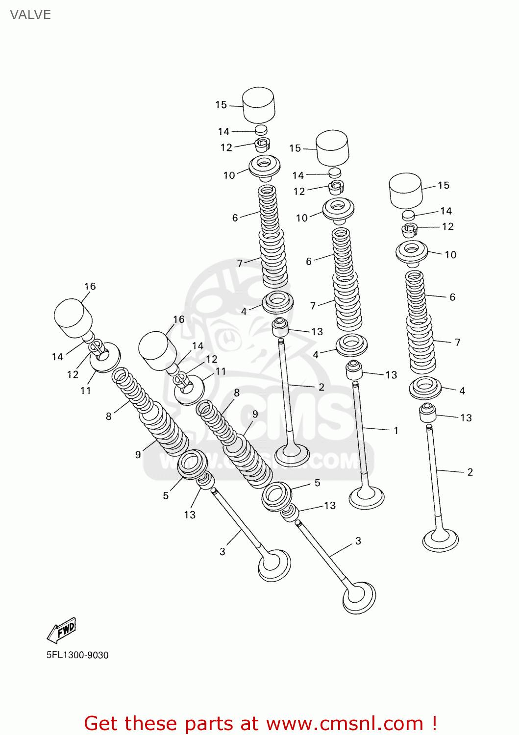 5FL1212100 Valve, Exhaust Yamaha buy the 5FL1212100 at CMSNL