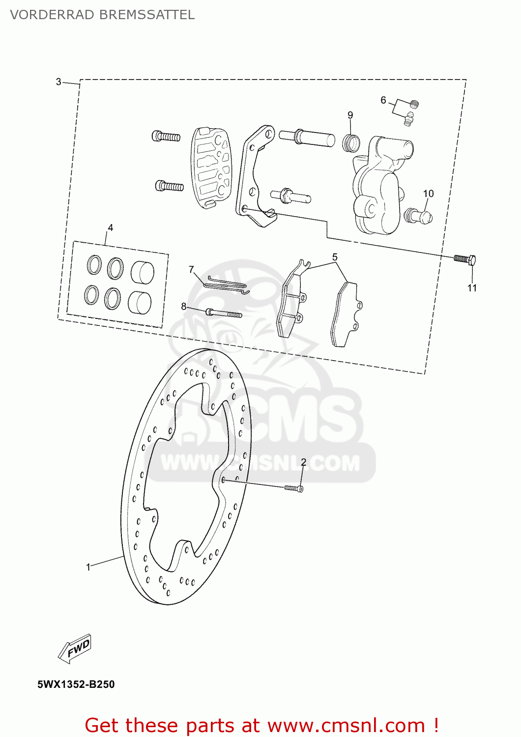 5WXF580T01 Caliper Assy (left) Yamaha buy the 5WXF580T01 at CMSNL