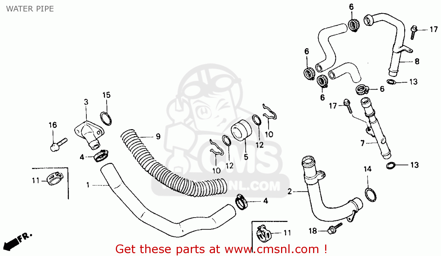 19511MN8000: Pipe Outlet Water Honda - buy the 19511-MN8-000 at CMSNL