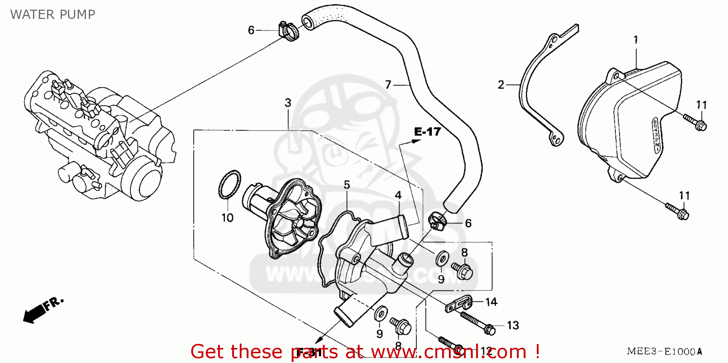 PUMP ASSY,WATER for CBR600RR 2003 (3) JAPAN PC37-100 - order at CMSNL