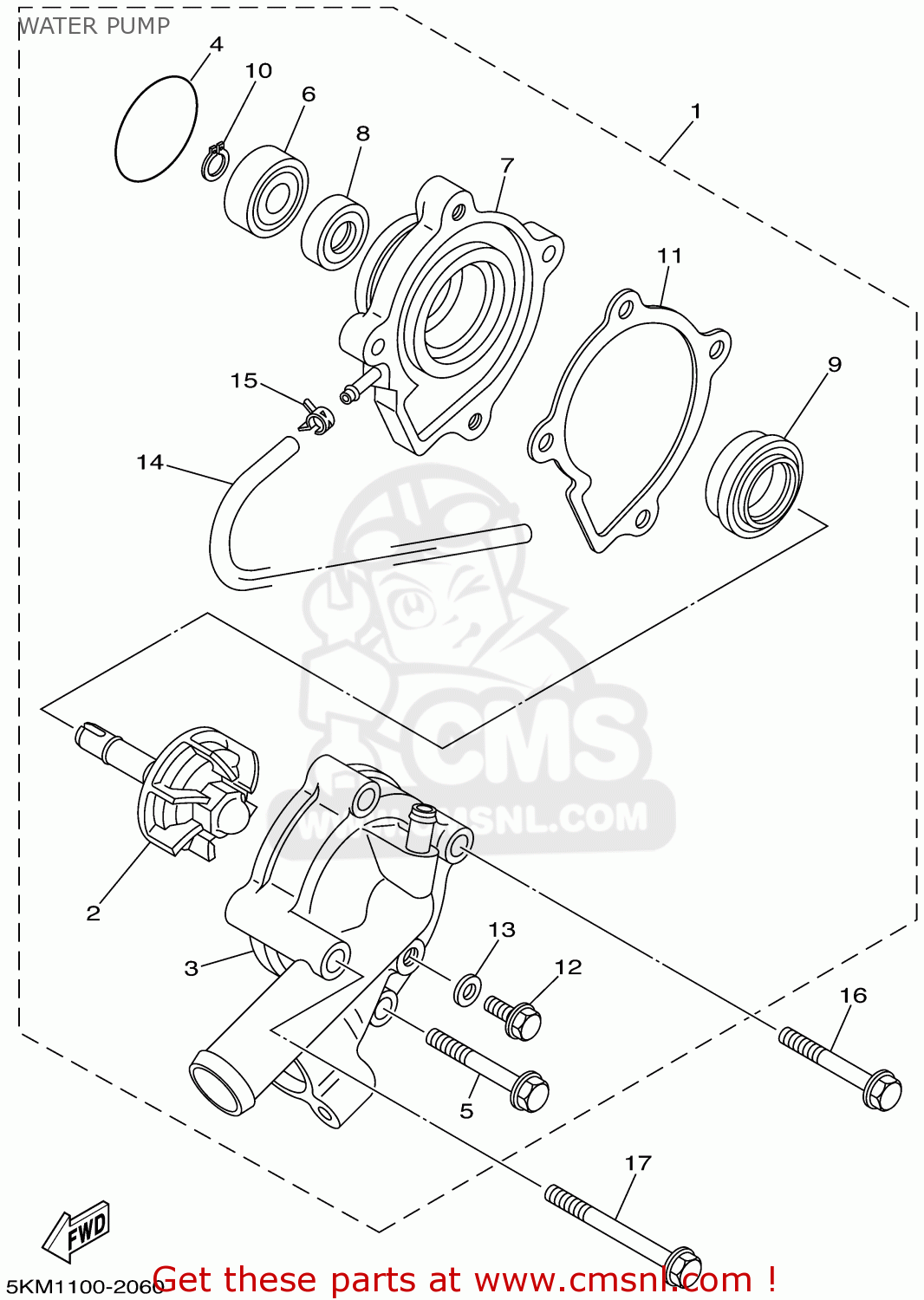 5KM1245000 Impeller Shaft Assy Yamaha buy the 5KM1245000 at CMSNL