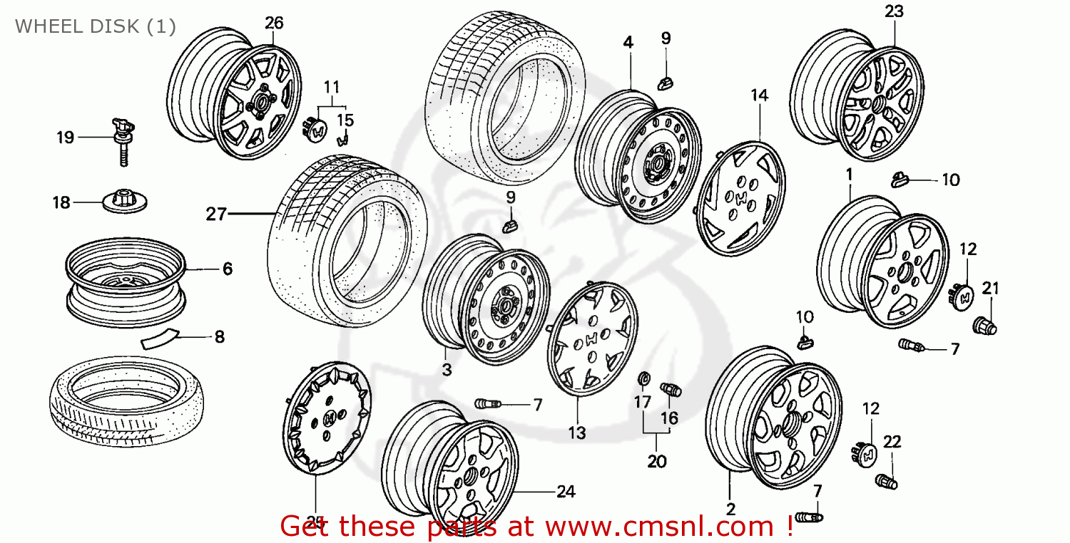 Wheel R Disk 42700S84A11: Wheel,disk 15x6jj Honda - buy the 42700-S84-A11 at CMSNL
