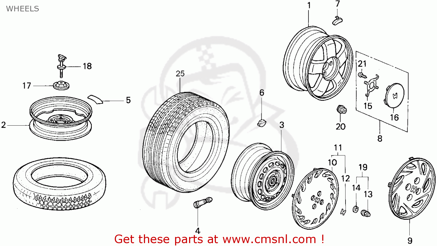 WHEEL DISK AL 14 for DEL SOL 1997 (V) 2DR SI (KA) order at CMSNL