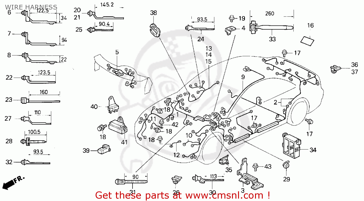 32100SR8A52 Wire Harness, Cabin Honda buy the 32100SR8A52 at CMSNL