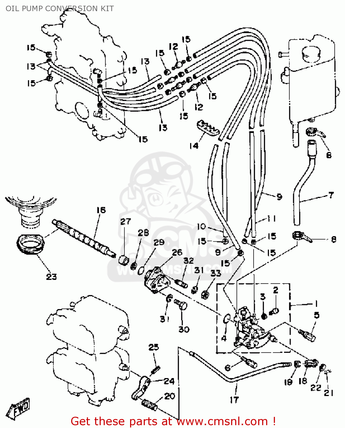 Yamaha 115 ETK 1985 OIL PUMP CONVERSION KIT buy original OIL PUMP