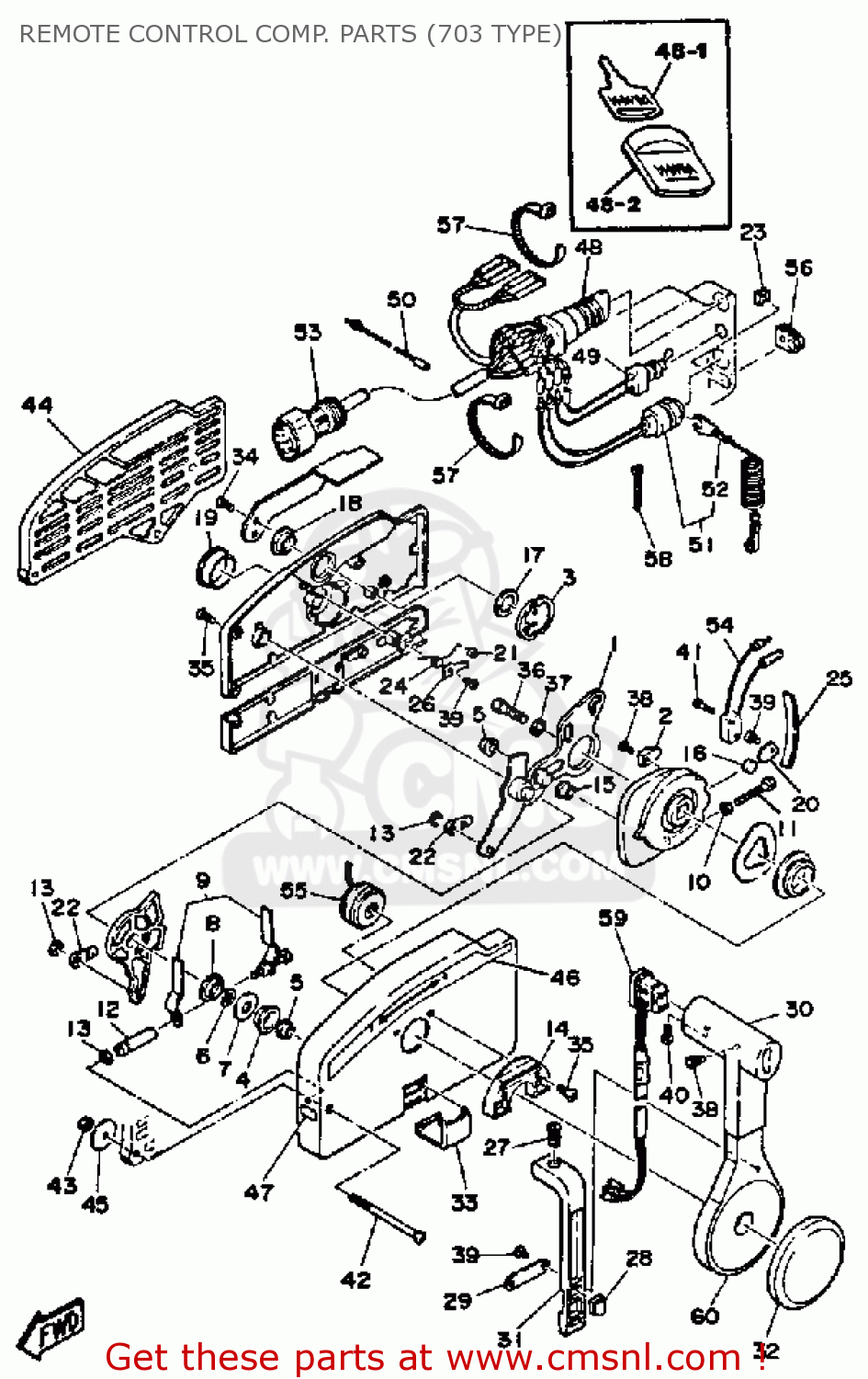 Yamaha 115ETJ 1986 REMOTE CONTROL COMP. PARTS (703 TYPE ... mercury quicksilver control wiring diagram 