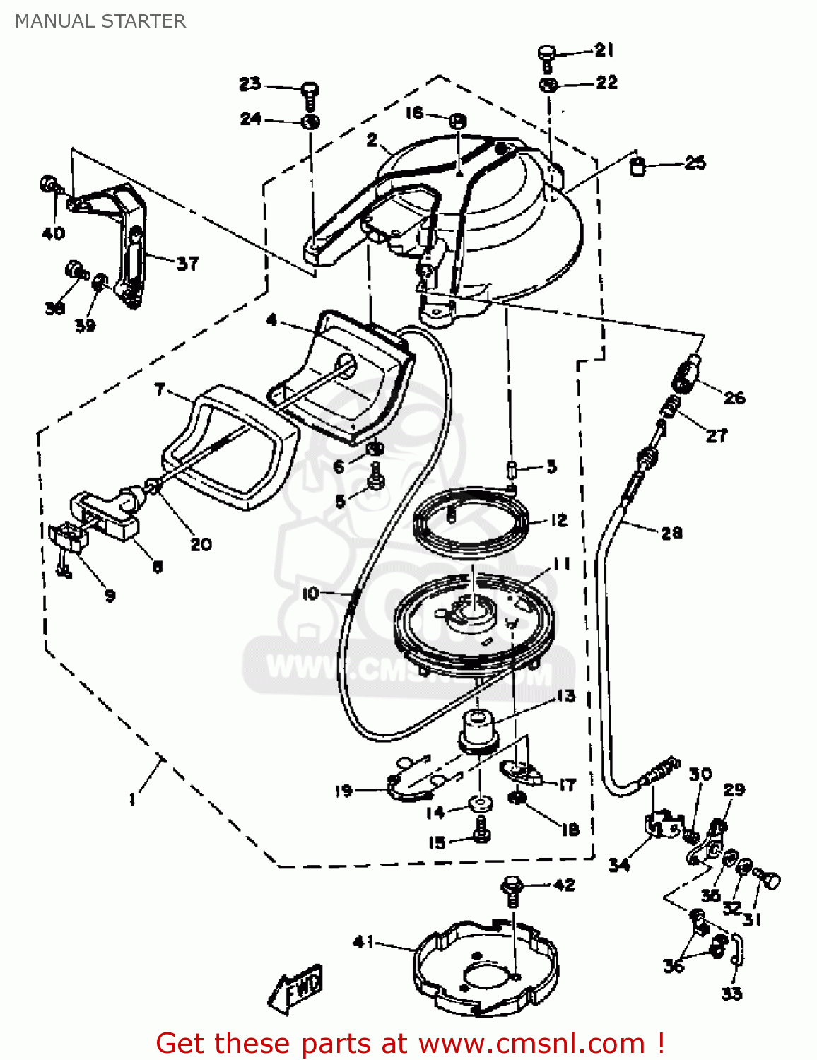 Yamaha 25HP 1991 MANUAL STARTER - buy original MANUAL ... for a ez go gas golf cart starter generator wiring diagram 