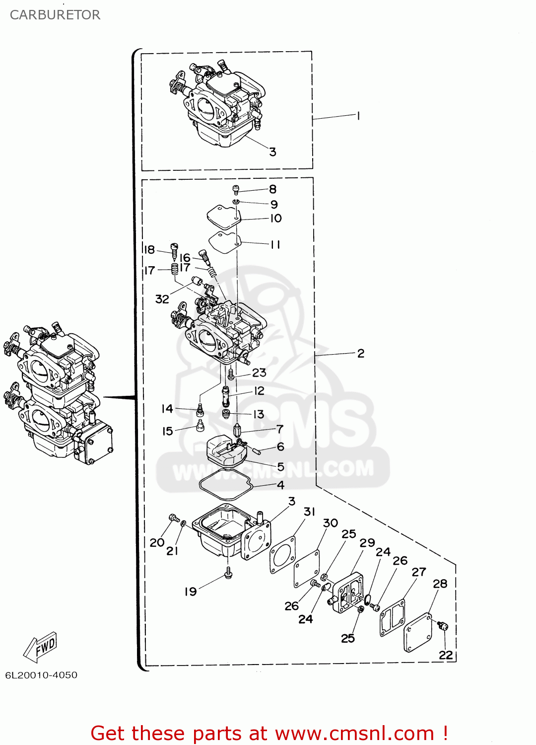 Yamaha 25MHY 2000 CARBURETOR buy original CARBURETOR spares online