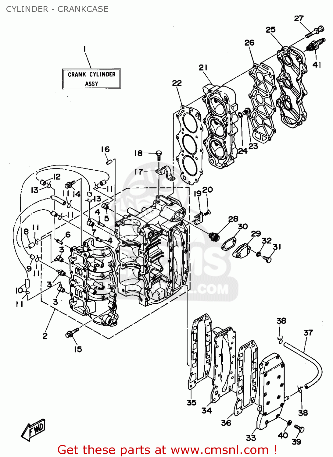 Yamaha 40MHS (6H4)/40ERS (6H4)/40PRS (6H4)/40TRS (6H4) 1994 CYLINDER ...