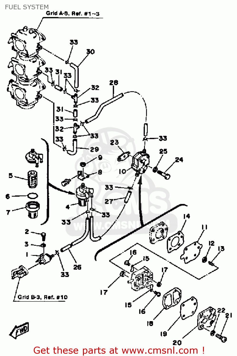 Yamaha 90ETH 1987 FUEL SYSTEM - buy original FUEL SYSTEM spares online