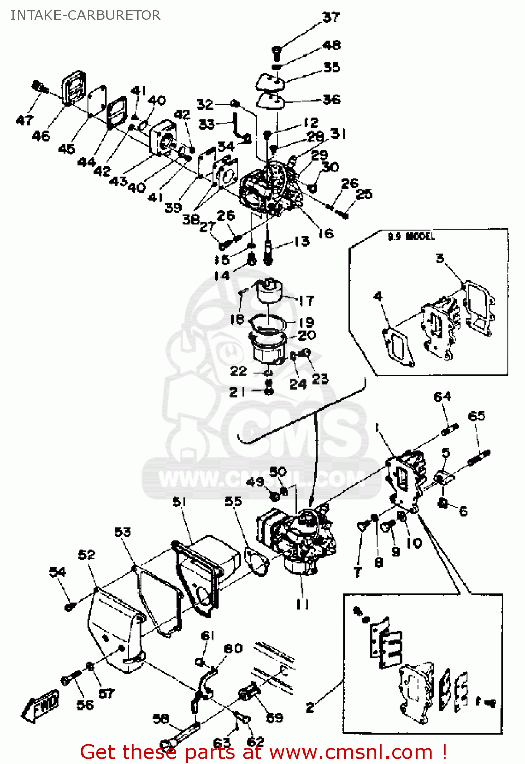 Yamaha 9.9G/15G 1988 INTAKE-CARBURETOR - buy original INTAKE-CARBURETOR ...